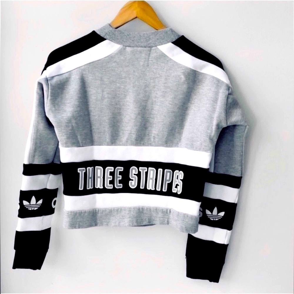 New Adidas Originals '80s Moto Cropped Sweatshirt - Picture 14 of 14